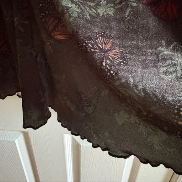 Thorn & Fable Butterfly Velvet Mermaid Skirt (M) – Green Floral Whimsigoth Goth - Picture 5 of 7